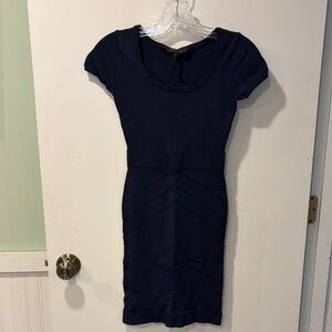 BCBG MAXAZRRIA Classic Navy Knit Scoop-Neck bodycon dress XS